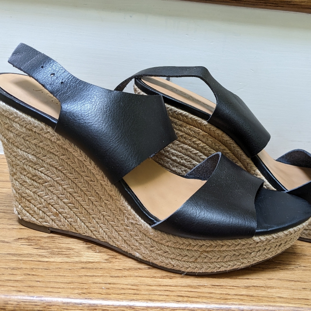 J Crew Leather Wedge Sandal Sz 10